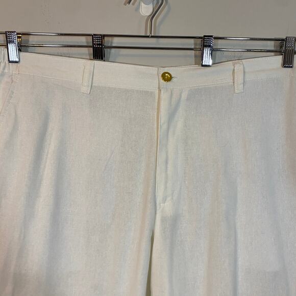 Old Skool NWT Ecru Ivory Linen Blend Pants Straight Leg Sz 2x / 40 - Picture 2 of 12